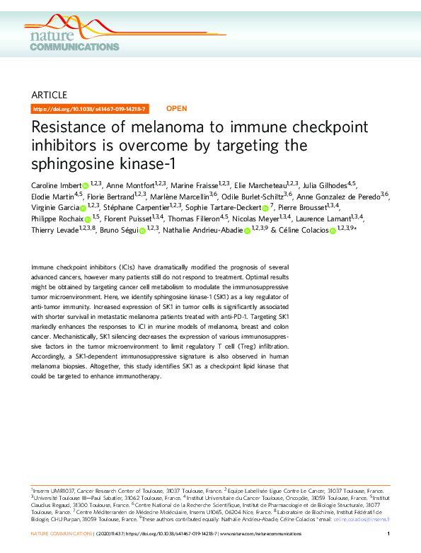 (PDF) Resistance of melanoma to immune checkpoint inhibitors is ...