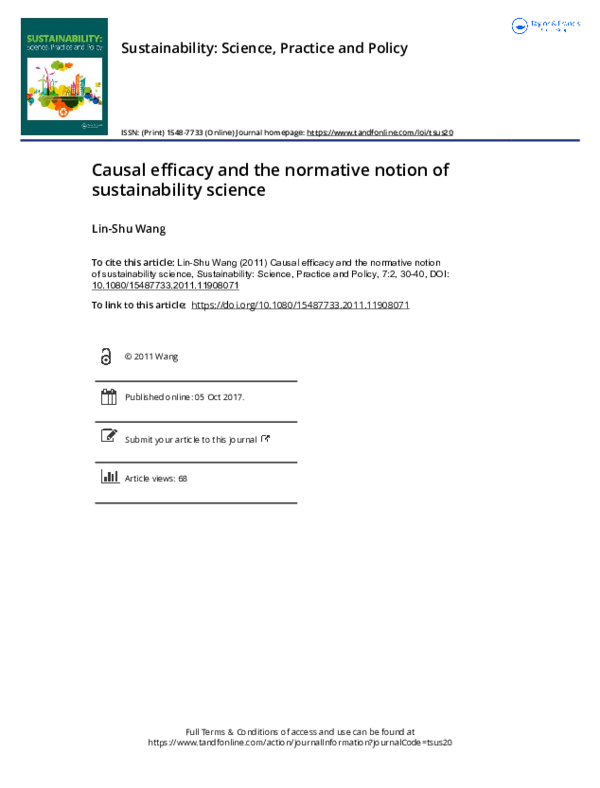 (PDF) Causal efficacy and the normative notion of sustainability science