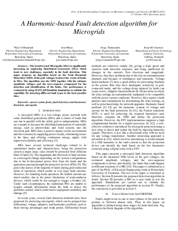 (PDF) A Harmonic-based Fault detection algorithm for Microgrids