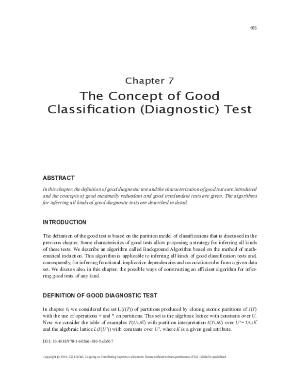 (PDF) The Concept of Good Classification (Diagnostic) Test