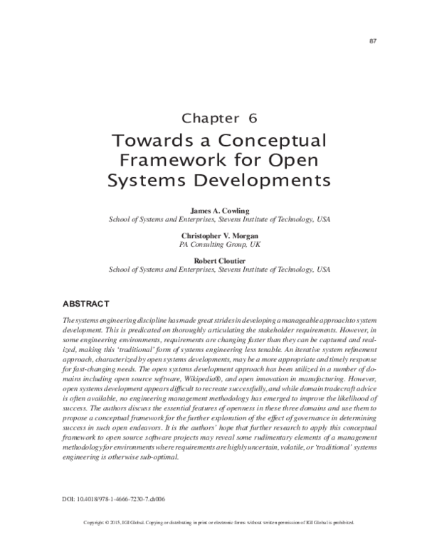 (PDF) Towards a Conceptual Framework for Open Systems Developments