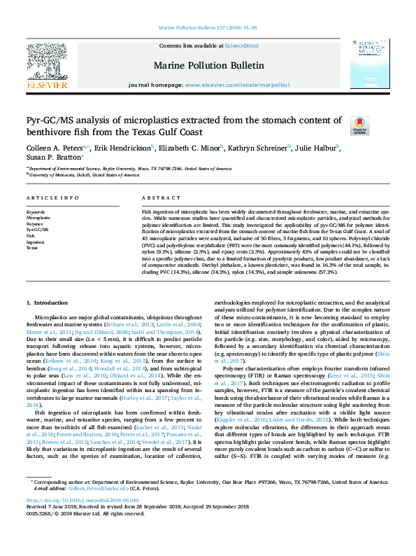 (PDF) Pyr-GC/MS analysis of microplastics extracted from the stomach ...