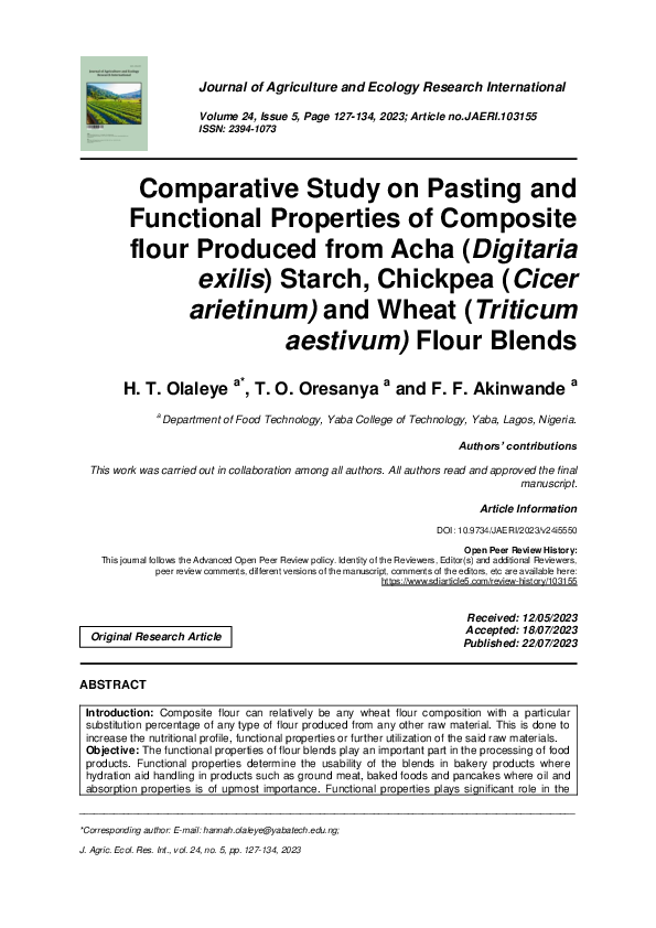 (PDF) Comparative Study on Pasting and Functional Properties of ...