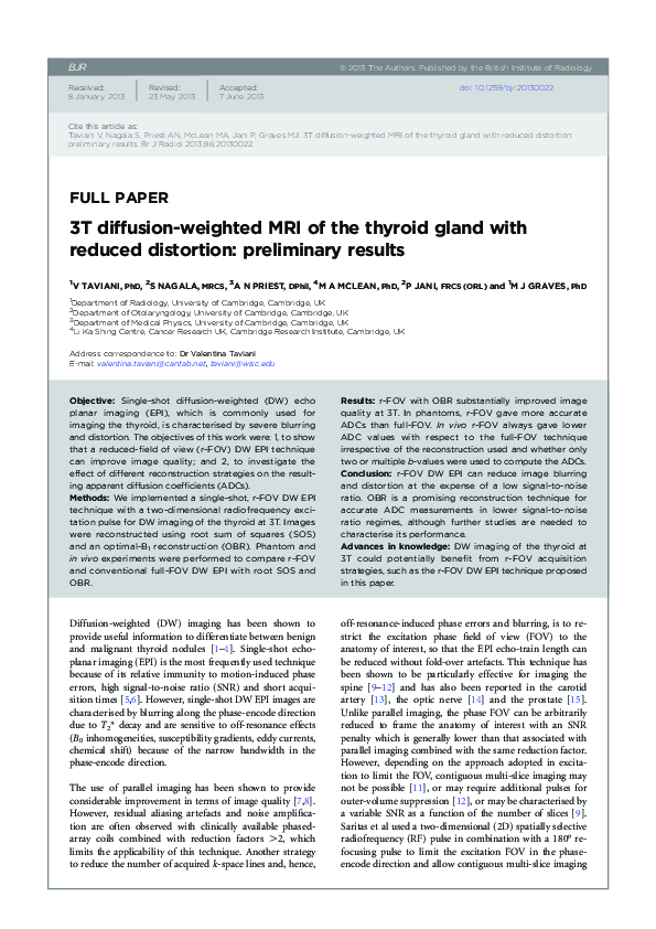 (PDF) 3T diffusion-weighted MRI of the thyroid gland with reduced ...