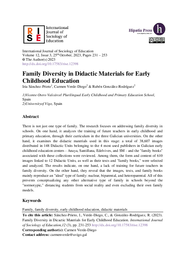 (PDF) The Family Diversity In Didactic Materials For Early Child-