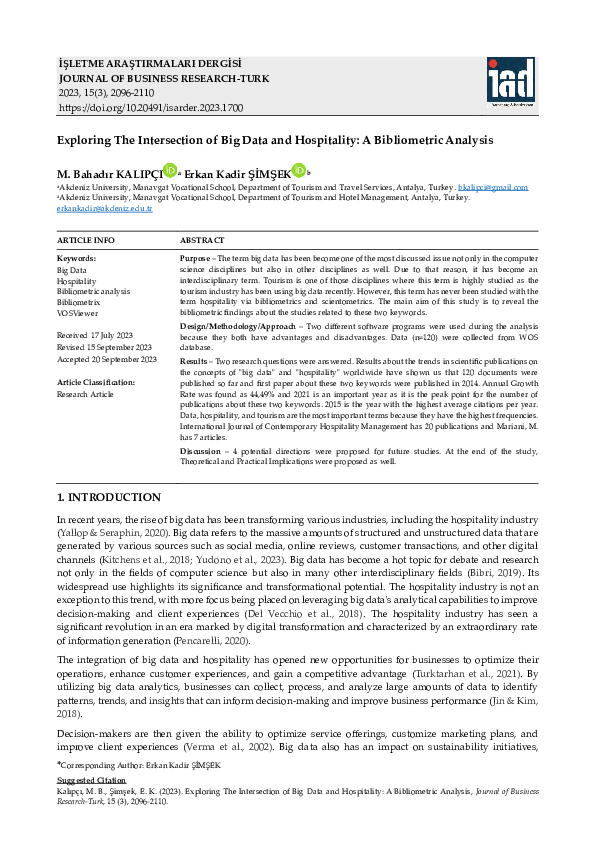 (PDF) Exploring The Intersection of Big Data and Hospitality: A ...