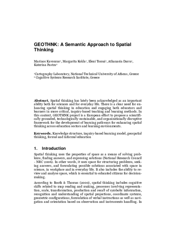 (PDF) GEOTHNK: A Semantic Approach to Spatial Thinking