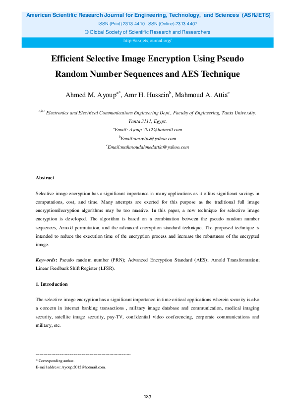 (PDF) Efficient Selective Image Encryption Using Pseudo Random Number ...