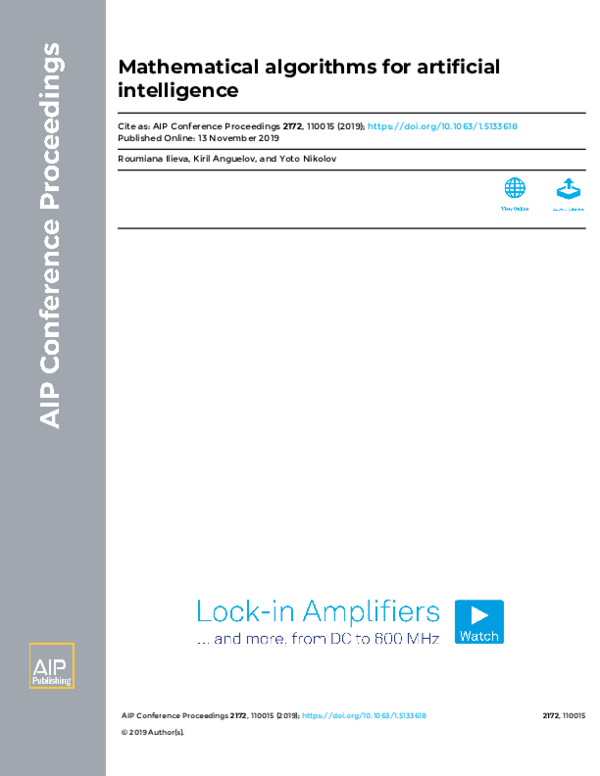 (PDF) Mathematical algorithms for artificial intelligence