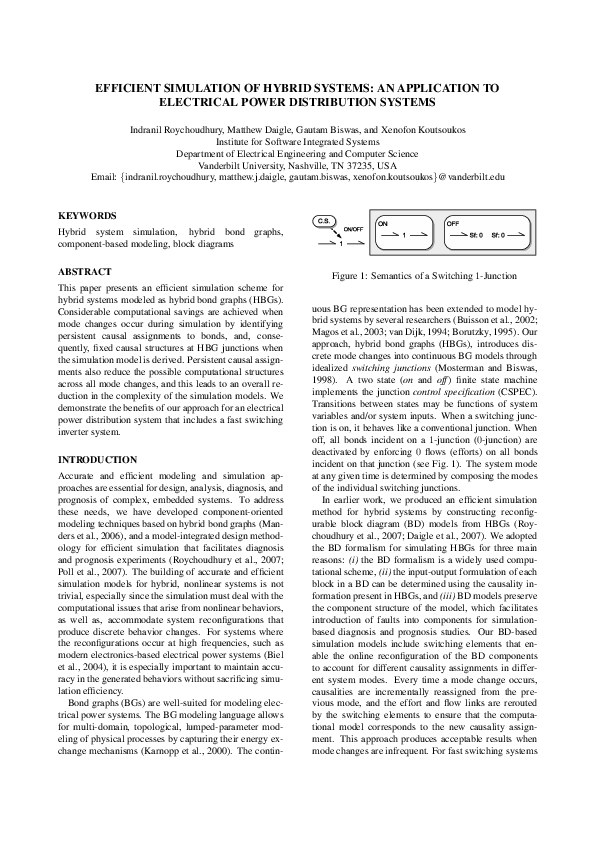 (PDF) Efficient Simulation Of Hybrid Systems: An Application To ...