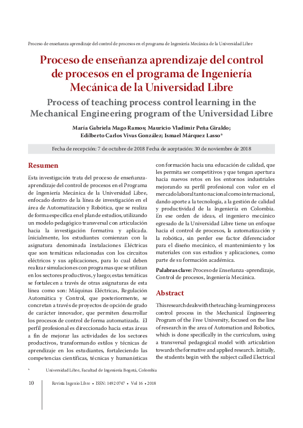 (PDF) Proceso de enseñanza aprendizaje del control de procesos en el ...