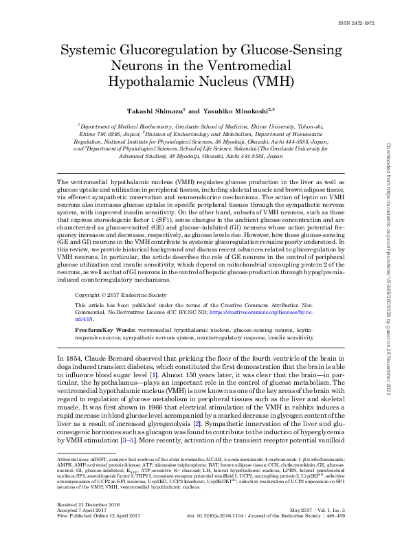 (PDF) Systemic Glucoregulation by Glucose-Sensing Neurons in the ...
