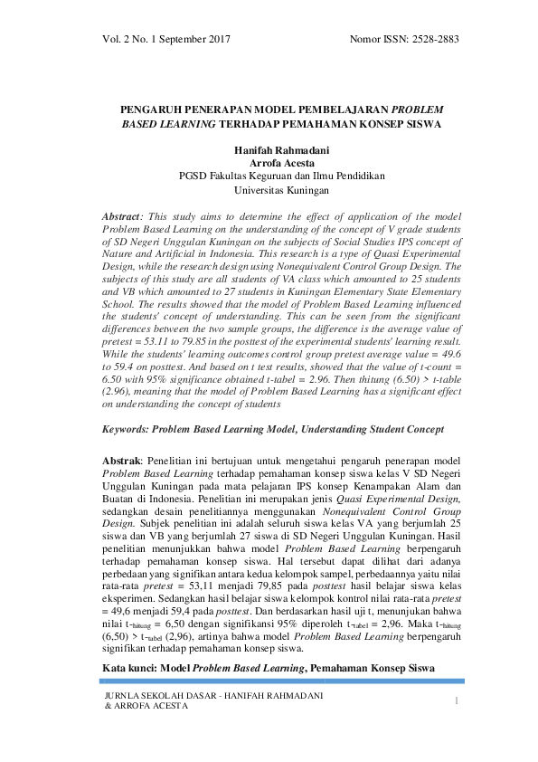 (PDF) Pengaruh Penerapan Model Pembelajaran Problem Based Learning ...