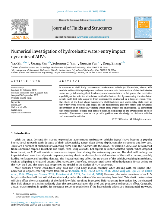 (PDF) Numerical investigation of hydroelastic water-entry impact ...