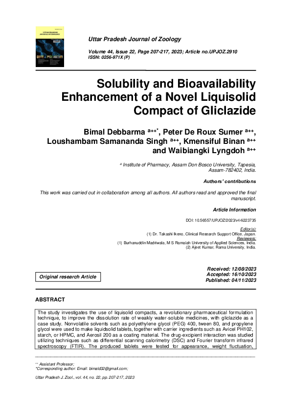 (PDF) Solubility and Bioavailability Enhancement of a Novel Liquisolid ...