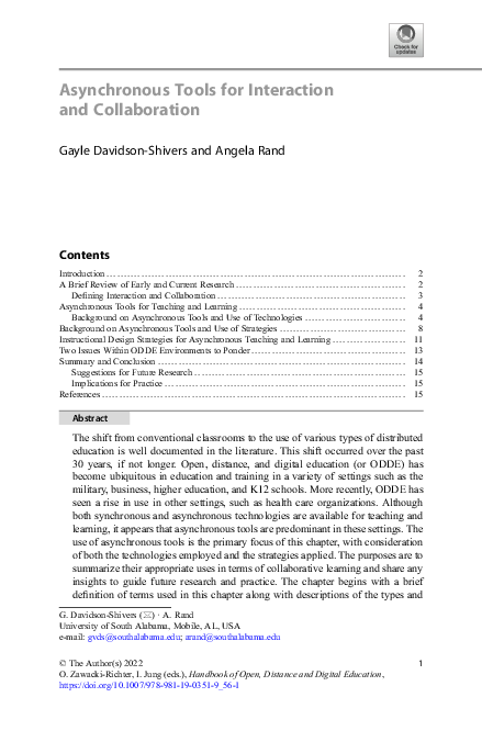 (PDF) Asynchronous Tools for Interaction and Collaboration