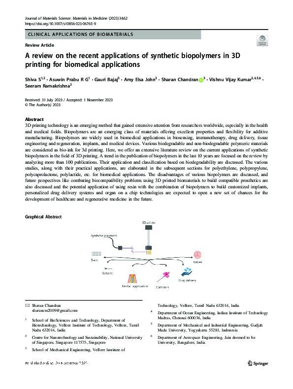 (PDF) A review on the recent applications of synthetic biopolymers in ...