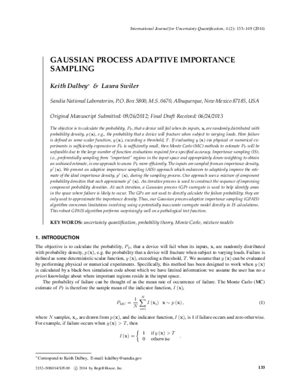 (PDF) Gaussian Process Adaptive Importance Sampling (GPAIS)