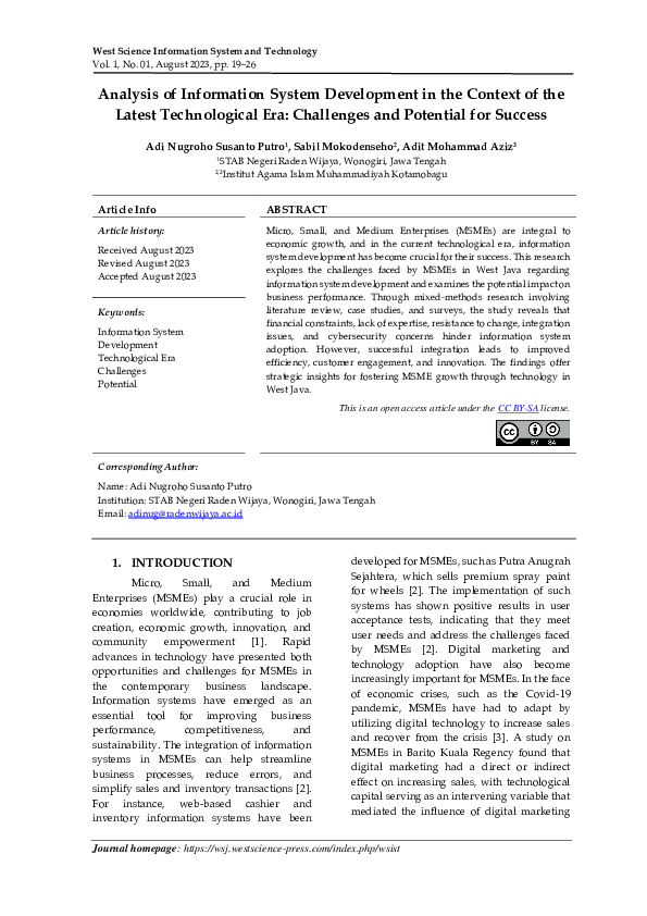(PDF) Analysis of Information System Development in the Context of the ...