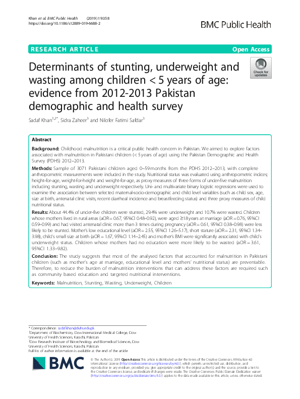 (PDF) Determinants of stunting, underweight and wasting among children