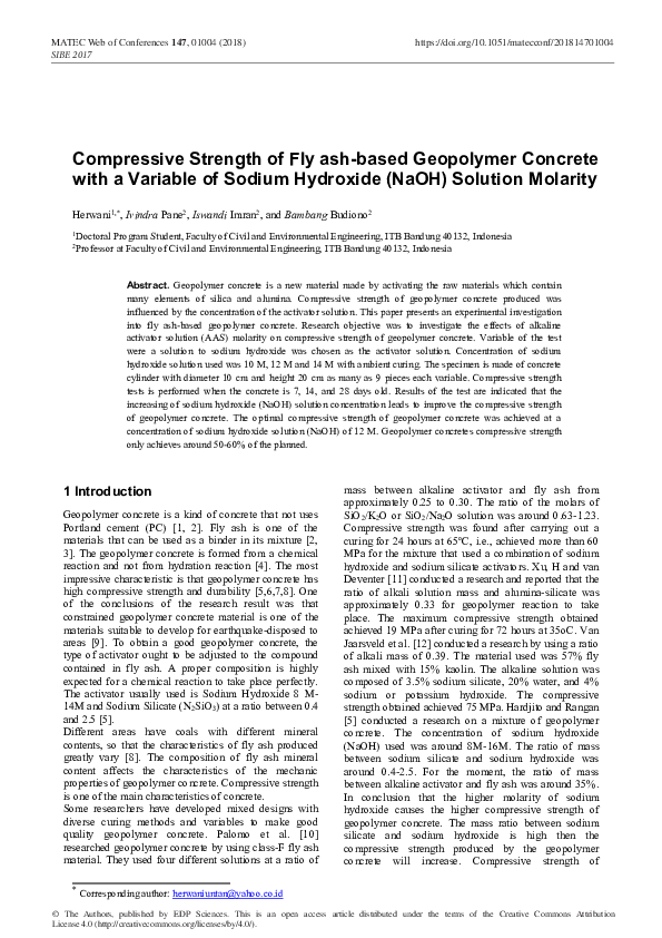 (PDF) Compressive Strength of Fly ash-based Geopolymer Concrete with a ...