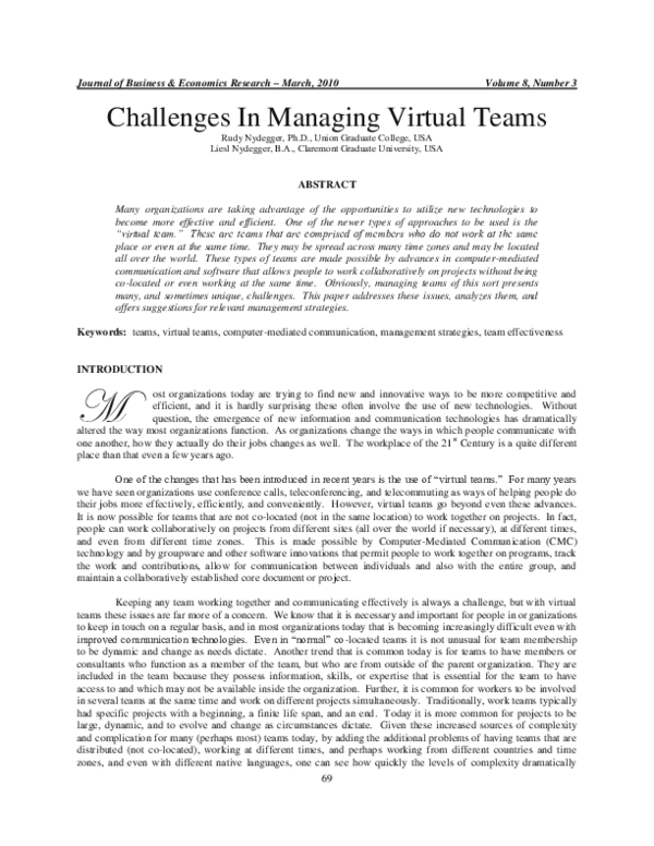 (PDF) Challenges In Managing Virtual Teams