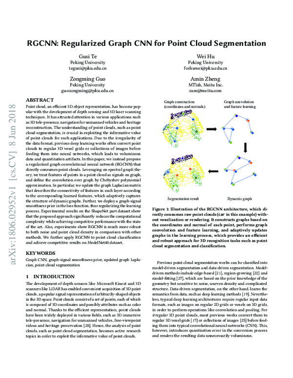(PDF) RGCNN: Regularized Graph CNN for Point Cloud Segmentation