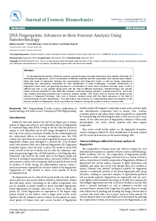 (PDF) DNA Fingerprints: Advances in their Forensic Analysis Using ...
