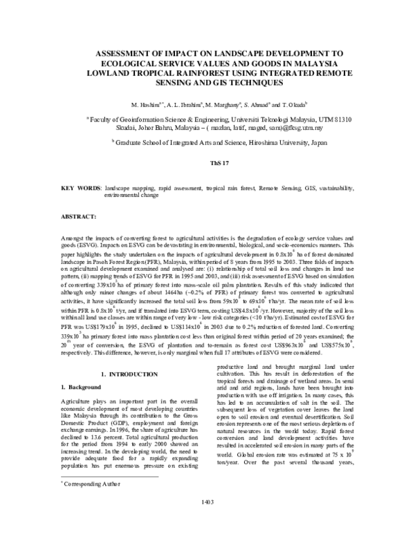 (PDF) Assessment of impact on landscape development to ecological ...