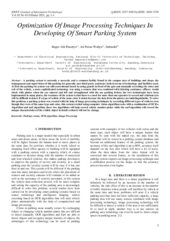 (PDF) Optimization Of Image Processing Techniques In Developing Of ...