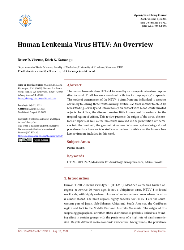 Photo inspiration: Pdf Human Leukemia Virus Htlv An Overview Photo Inspiration