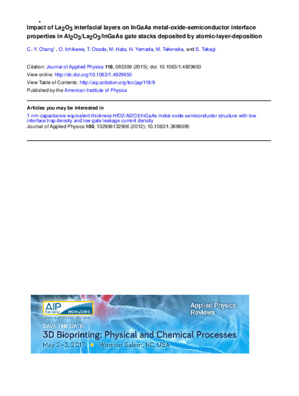 (PDF) Impact of La2O3 interfacial layers on InGaAs metal-oxide ...