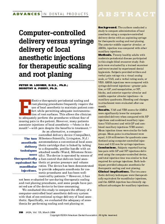 (PDF) Computer-controlled delivery versus syringe delivery of local ...