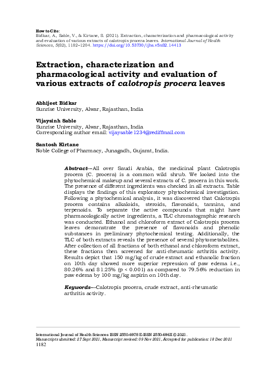(PDF) Extraction, characterization and pharmacological activity and ...