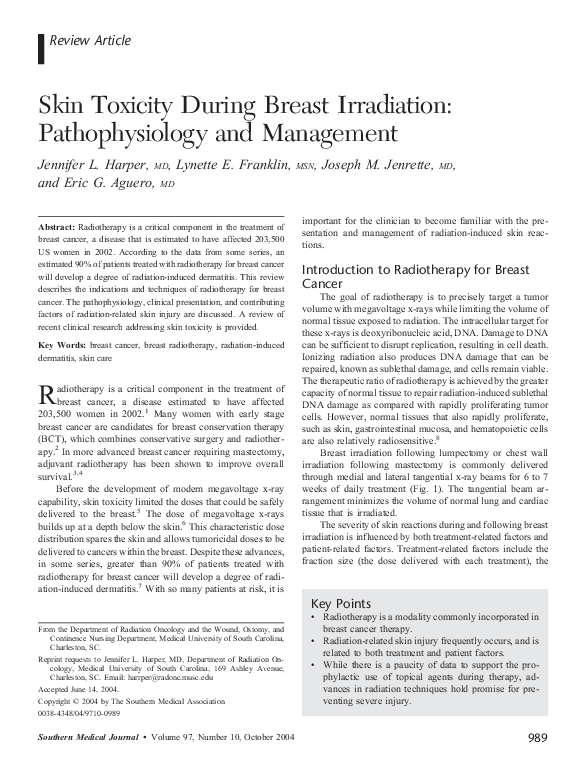 (PDF) Skin Toxicity During Breast Irradiation: Pathophysiology and ...