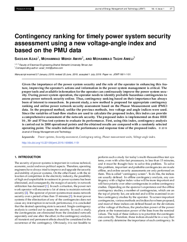 (PDF) Power system simulation and contingency ranking using load bus ...