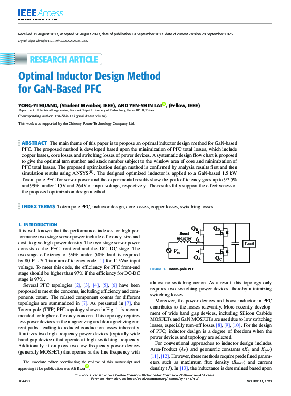 (PDF) Optimal Inductor Design Method for GaN-Based PFC | Yen-Shin Lai ...