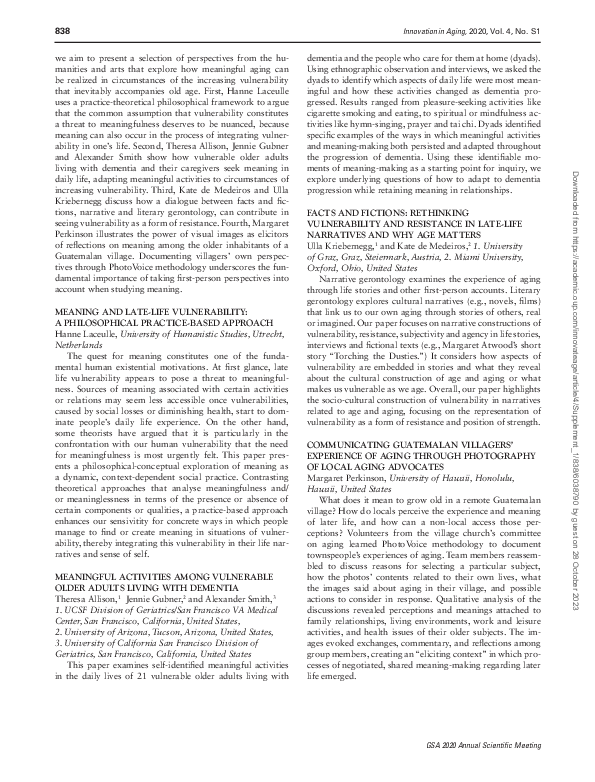 (PDF) Meaningful Activities Among Vulnerable Older Adults Living With ...