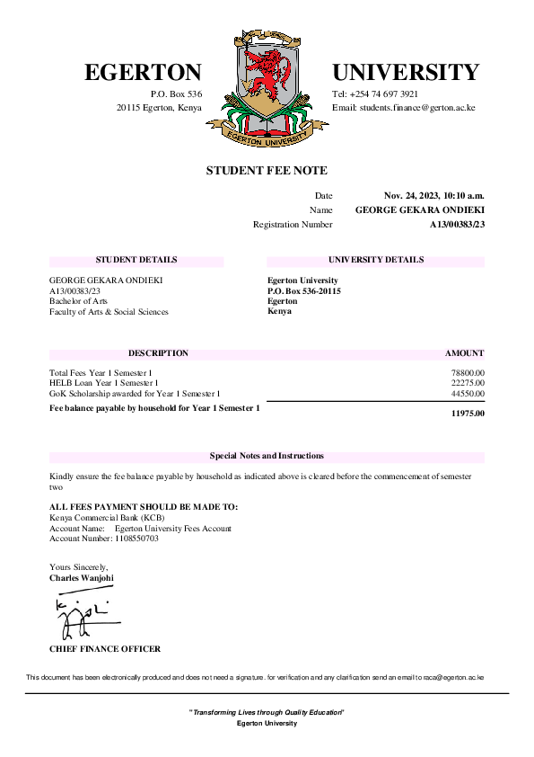 (PDF) A13 00383 23 fee note (1) | George Ondieki - Academia.edu