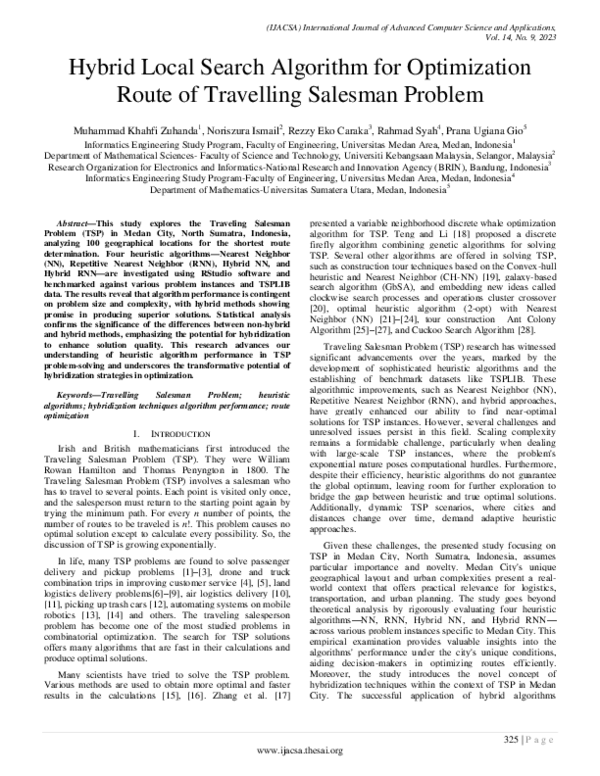 (PDF) Hybrid Local Search Algorithm for Optimization Route of ...