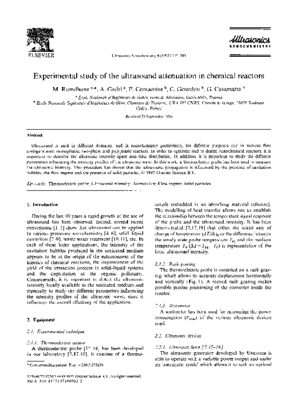(PDF) Experimental study of the ultrasound attenuation in chemical reactors