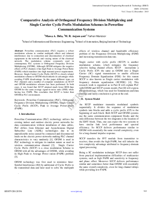 (PDF) Comparative Analysis of Orthogonal Frequency Division ...