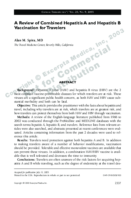 (PDF) A review of combined hepatitis A and hepatitis B vaccination for ...