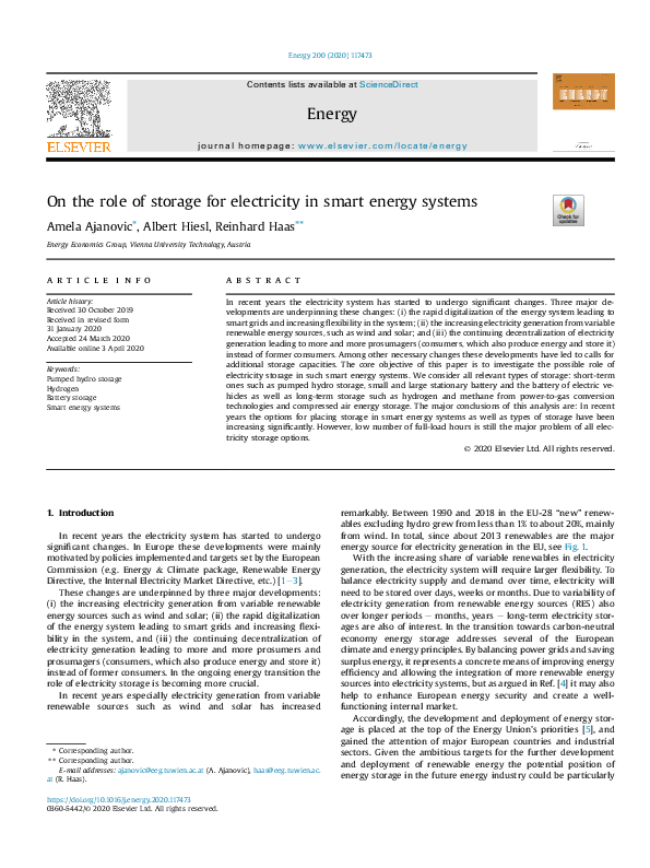 (PDF) On the role of storage for electricity in smart energy systems