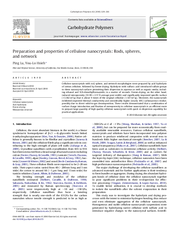 (PDF) Preparation and properties of cellulose nanocrystals-reinforced ...