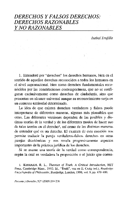 (PDF) Derechos y falsos derechos: derechos razonables y no razonables