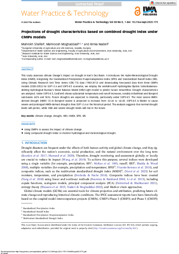 (PDF) Projections of drought characteristics based on combined drought ...