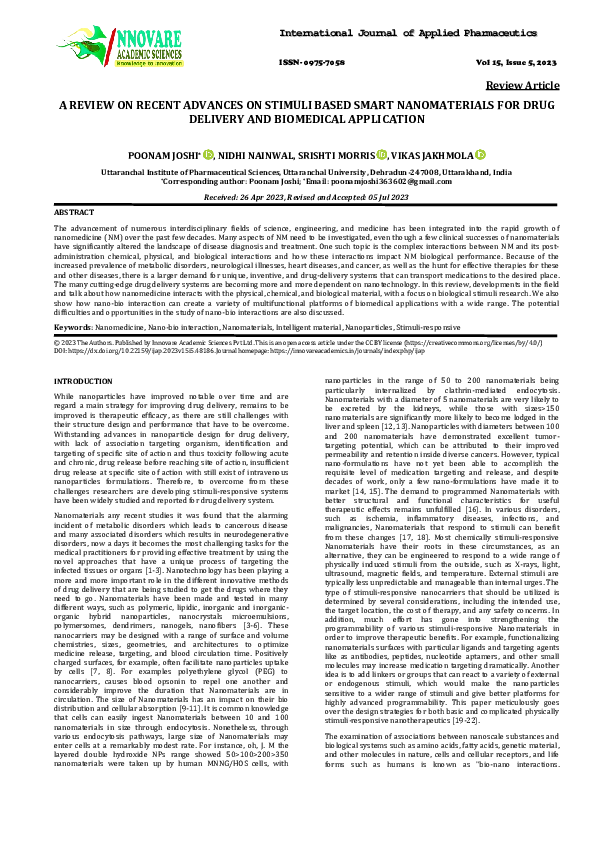 (PDF) A Review on Recent Advances on Stimuli Based Smart Nanomaterials ...