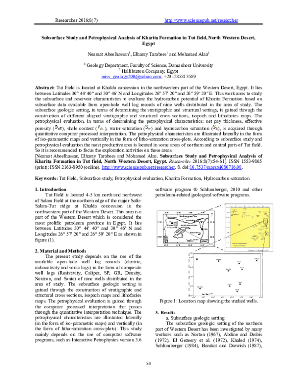 (PDF) Subsurface Study and Petrophysical Analysis of Kharita Formation ...