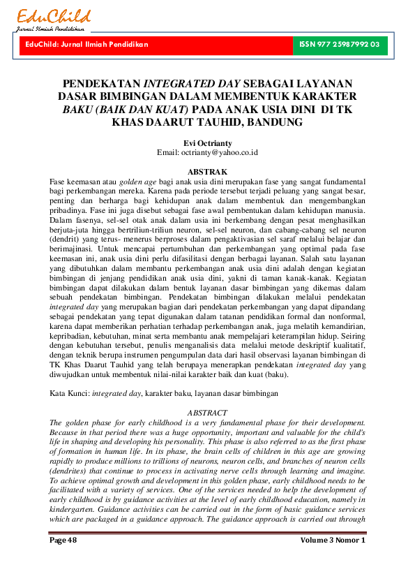 (PDF) Pendekatan Integrated Day Sebagai Layanan Dasar Bimbingan Dalam ...